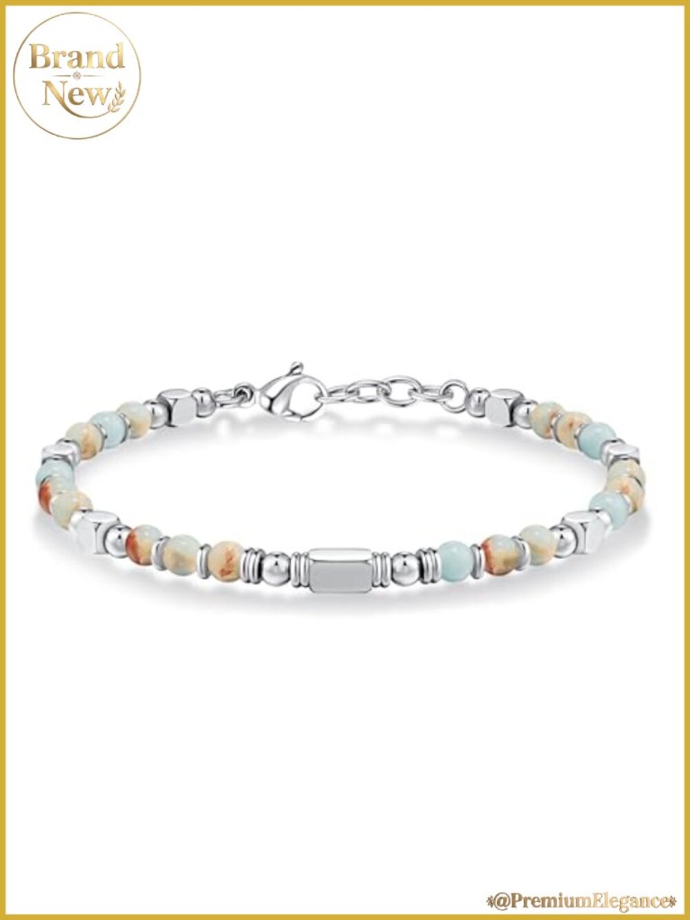 Women Beaded Bracelets Silver Gold Boho Link Stainless Steel Jewelry Gift